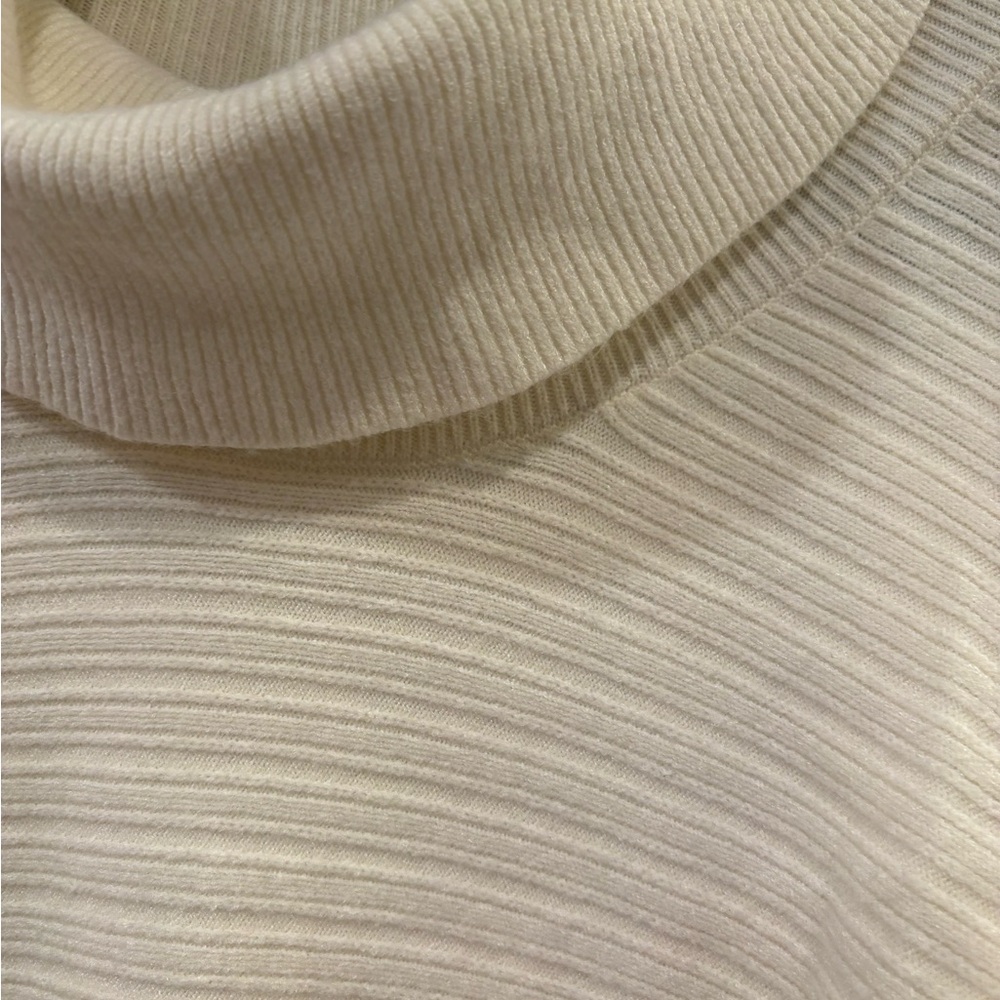 Moth by Anthropologie $98 Ivory Ribbed Cowl Neck Sweater M EUC Rayon Blend - Picture 6 of 10